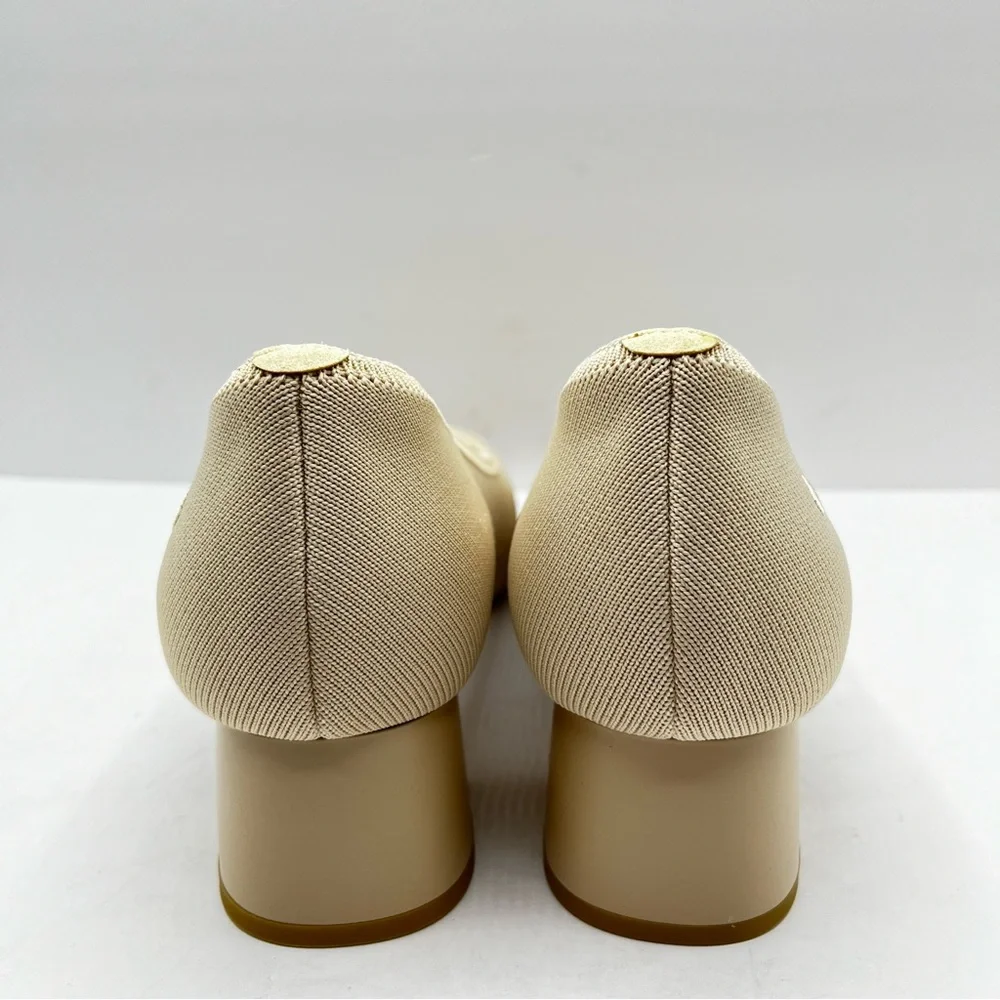 Vivaia Women’s Size 8.5 Julie Pro Cream Ivory Round Toe Chunky Heels